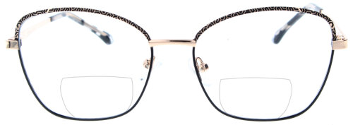 Gold-Schwarze Bifokalbrille RITA in Cateye-Form mit Federscharnier und individueller Stärke
