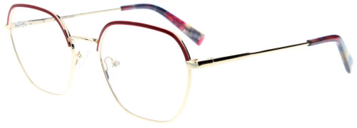 Gold-Bordeauxfarbene Metall-Komplettbrille ELKE mit Federscharnier und individueller Sehstärke