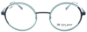 Stylische Brillenfassung STE115 von DILEM France in Schwarz / Grün aus Metall