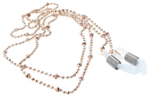Perlen - Brillenkette in Roségold mit praktischer Silikonschlaufe und Stopper