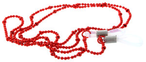 Perlen - Brillenkette in Rot mit praktischer...