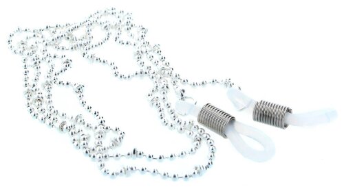 Perlen - Brillenkette in Weiß mit praktischer Silikonschlaufe und Stopper