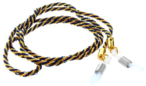 Stilvolle Brillenkordel in Gold - Blau mit Gummischlaufe und Stopper
