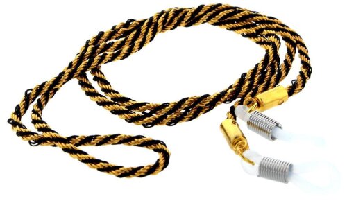 Stilvolle Brillenkordel in Gold - Schwarz mit Gummischlaufe und Stopper