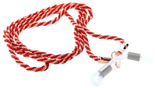 Stilvolle Brillenkordel in Rosé - Rot mit Gummischlaufe und Stopper