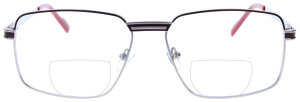 Klassische Herren-Bifokalbrille HEINER in Gun-Bordeaux mit Federscharnier und individueller Sehstärke