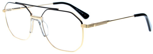 Gold-Schwarze Komplettbrille EDGAR mit Doppelsteg, Federscharnier und individueller Sehstärke