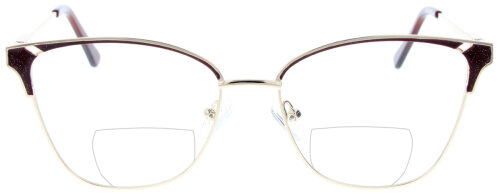 Bordeauxfarbene Bifokalbrille DORIS in moderner Cateye-Form mit individueller Sehstärke