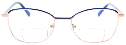Stilvolle Damen - Bifokalbrille ILSE in Blau mit farbl. Highlights und individueller Sehstärke