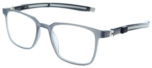 Praktische Kunststoff - Lesebrille COSMO in Grau mit ausziehbaren Bügelenden
