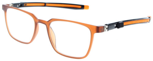 Praktische Kunststoff - Lesebrille COSMO in Orange mit ausziehbaren Bügelenden