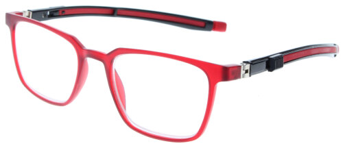 Praktische Kunststoff - Lesebrille COSMO in Rot mit ausziehbaren Bügelenden