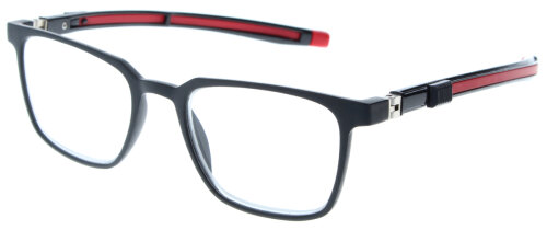 Praktische Kunststoff - Lesebrille COSMO in Schwarz mit ausziehbaren Bügelenden