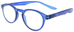 Blaue Fertiglesebrille mit HANGOVER-Bügeln und...