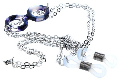 Stilvolle Brillenkette aus Metall mit kleinem Brillenmotiv in Silber