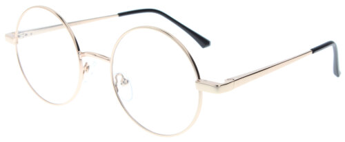 Goldene Komplettbrille BAILEY wahlweise mit Sonnen-Clip, Federscharnier und individueller Sehstärke