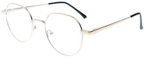 Goldene Komplettbrille TERRY wahlweise mit Sonnen-Clip, Federscharnier und individueller Sehstärke