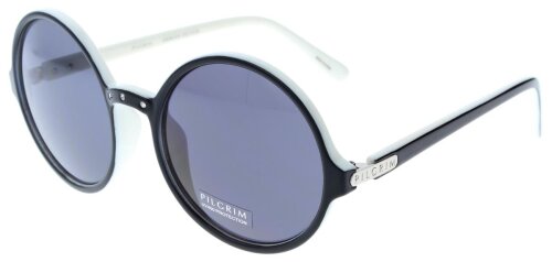 Coole Sonnenbrille PILGRIM 766-100 in Weiß / Schwarz mit grauen Gläsern