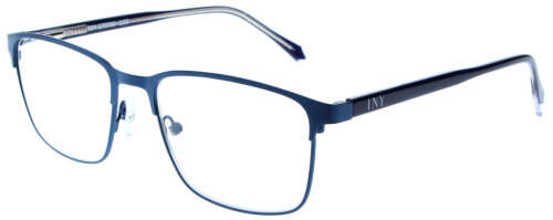 Hochwertige Metall - Lesebrille BEN in Blau mit Federscharnier und Etui