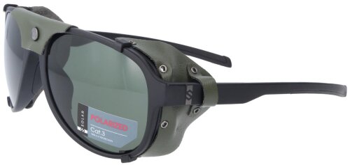 JULBO - Solar - Sonnenbrille ALTAMONT in Schwarz mit Seitenschutz aus Leder in Grün