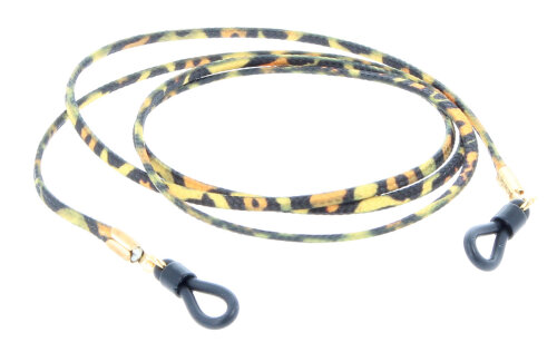 Leoparden - Brillenkordel mit praktischer Gummi-Endschlaufe in gelb - orange