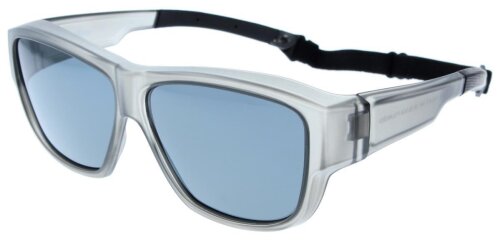 Graue polarisierende Überbrille / Sonnenbrille inkl. Etui und abnehmbarem Brillenband