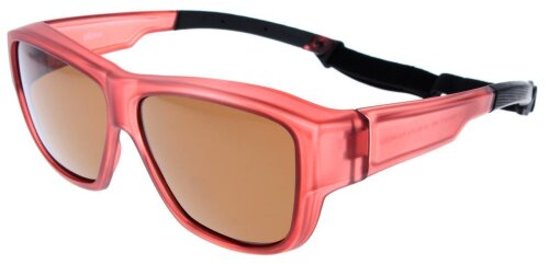 Rote polarisierende Überbrille / Sonnenbrille inkl. Etui und abnehmbarem Brillenband