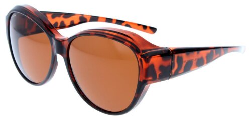 Stylische Ofar Überbrille / Sonnenbrille polarisierend in Havanna mit Etui in Leinenoptik