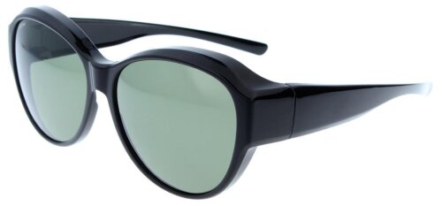 Stylische Ofar Überbrille / Sonnenbrille polarisierend in Schwarz mit Etui in Leinenoptik