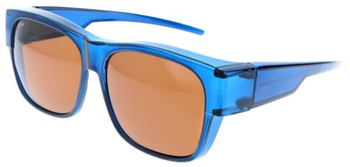 Polarisierende OFAR Überbrille / Sonnenbrille in Blau mit Etui in Leinenoptik