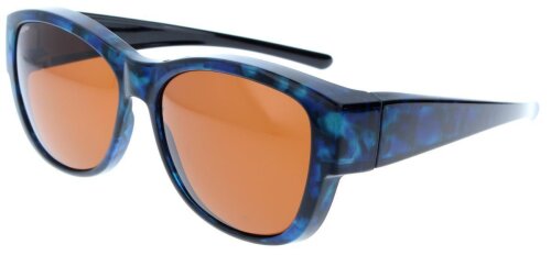 Polarisierende OFAR Überbrille / Sonnenbrille in Blau mit Etui in Leinenoptik