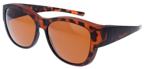 Stylische OFAR Überbrille / Sonnenbrille in Havanna mit Etui in Leinenoptik