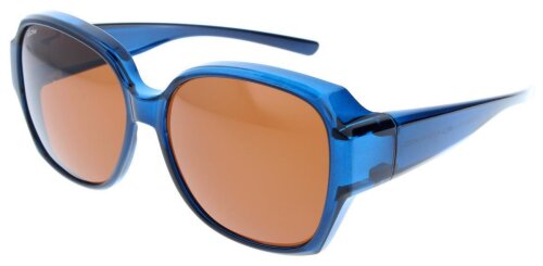 Polarisierende OFAR Überbrille / Sonnenbrille in Blau mit Etui in Leinenoptik