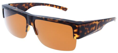 Sportliche OFAR Überbrille / Sonnenbrille in Braun mit Etui in Leinenoptik