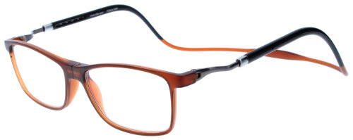 Magnetische Kunststoff-Lesebrille LookOfar mit Umhängebügeln in Braun/Schwarz