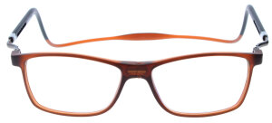 Magnetische Kunststoff-Lesebrille LookOfar mit Umhängebügeln in Braun/Schwarz