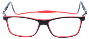 Magnetische Kunststoff-Lesebrille LookOfar mit Umhängebügeln in Schwarz/Rot
