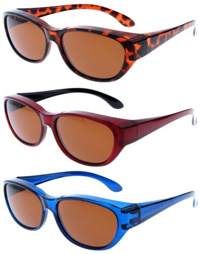 Moderne Überbrille / Sonnenbrille aus glänzendem Material mit Sonnenschutz und Polarisation