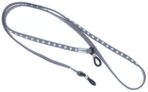 Elegantes Brillenband mit weichem Kunstleder und stylischen Rundnieten in Grau