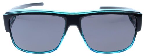 Sportliche Kunststoff - Überbrille / Sonnenbrille mit 100% UV-400 Schutz und Polarisation in Schwarz - Blau mit Etui