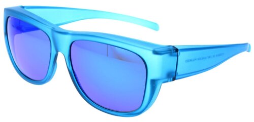 Ofar Überbrille / Sonnenbrille polarisierend mit einer Vollrandfassung in Kristallblau - Matt mit Etui