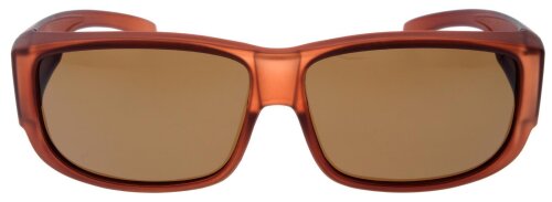 Ofar Überbrille / Sonnenbrille polarisierend im sportlichen Design in Satin - Braun mit Etui