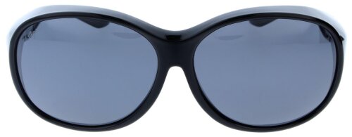 Schicke Überbrille / Sonnenbrille aus glänzendem Material mit Sonnenschutz und Polarisation in Schwarz mit Etui