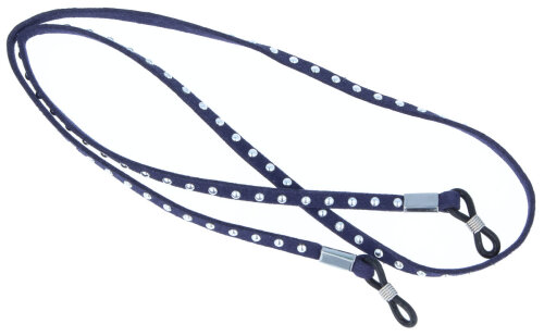 Elegantes Brillenband | weichem Kunstleder und stylischen Rundnieten | Dunkelblau