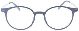 Stahlblaue Komplettbrille FRANCIS aus TR90-Material wahlweise mit Sonnen-Clip und individueller Sehstärke