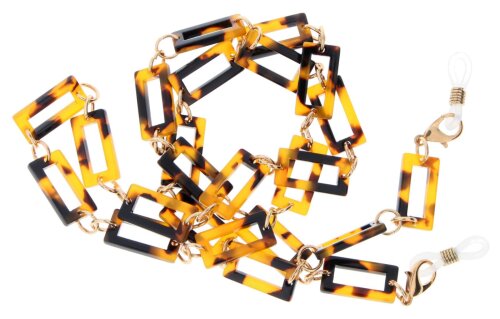 Hochwertige Brillenkette "Airport" aus leichtem Metall mit Gummischlaufe und Mikrofaserbeutel Braun