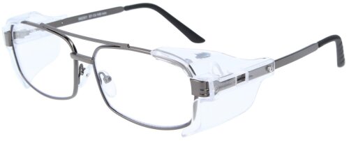Graue Schutzbrille 962301 in Piloten-Form aus Metall mit individueller Stärke