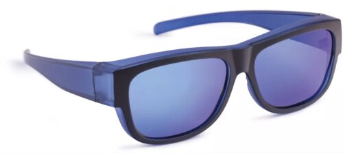 Kleine verspiegelte Überbrille mit Polarisation in Schwarz-Marine ideal für Brillenträger