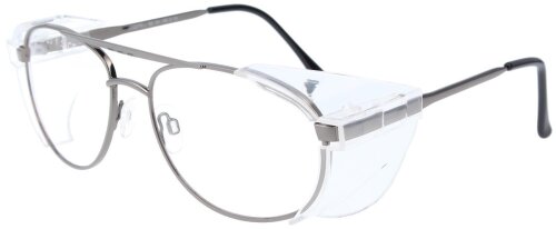 Graue Schutzbrille 961501 Mittegroß im Flieger-Design aus Metall mit individueller Stärke
