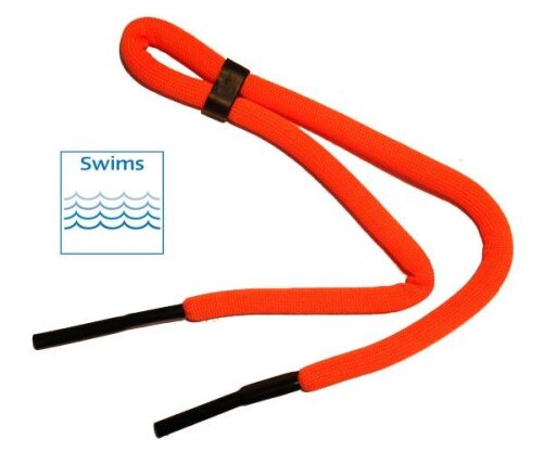 Orangefarbenes Brillenband  – Schwimmfähig und Sicher dank Tube-Endstück